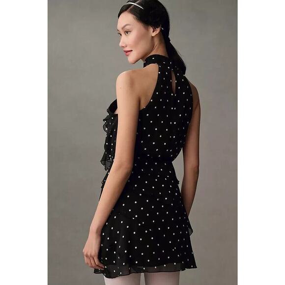 NWT Anthropologie Maeve Halter Rosette Mini Dress Size L Polka Dot #GC215 - Picture 4 of 13